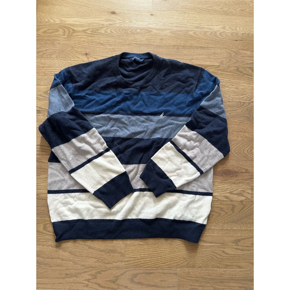 Nautica Men's Wide Stripe Cotton Blend Sweater 3XL